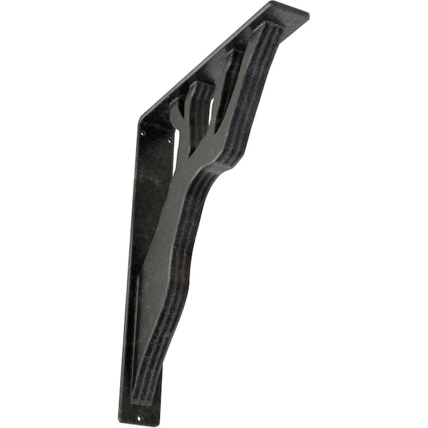 Ekena Millwork Damon Wrought Iron Bracket, (Triple center brace), Antiqued Silver 2"W x 12"D x 15"H BKTM02X12X15TDAASV - main